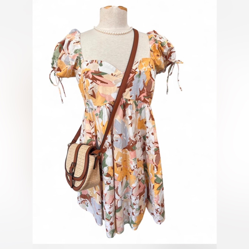 Abercrombie & Fitch Floral Puff Sleeve Mini Dress Large